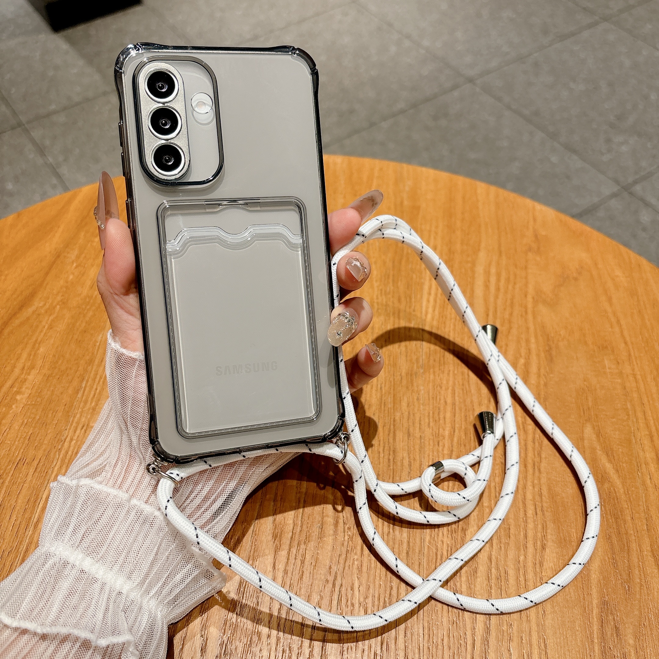 Samsung Galaxy Strap - Light Gray Crossbody Strap Card Wallet