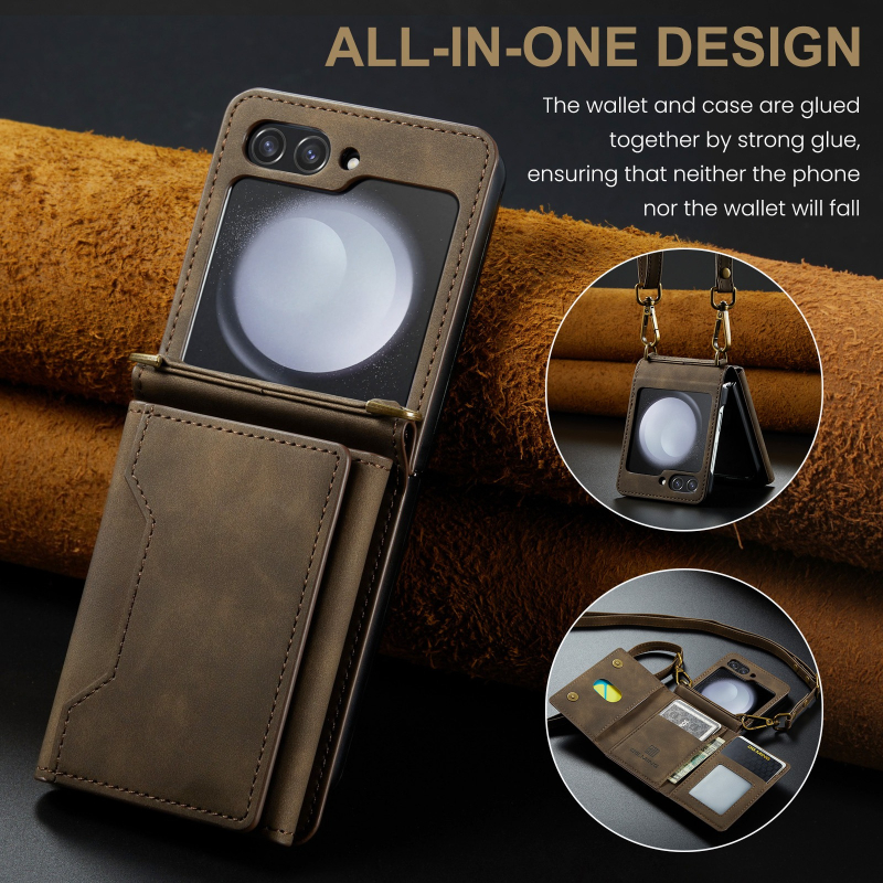 Samsung Galaxy Strap - Magnetic Leather Wallet Card Slot Phone