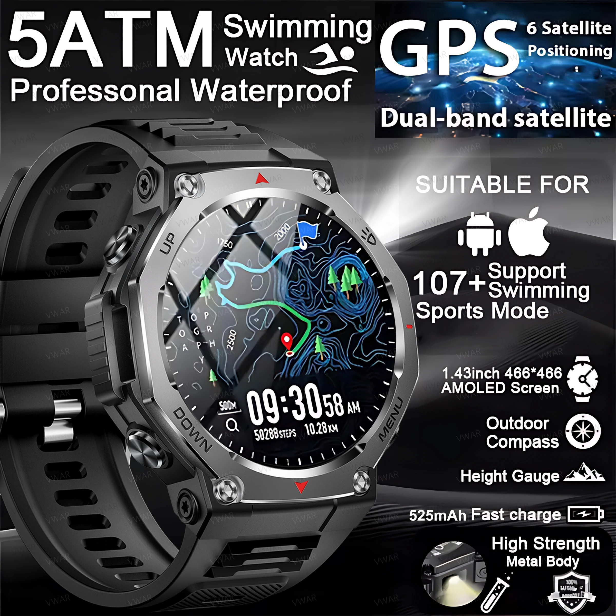 Watch Vs Smartwatch - 2025 New Military Smart Watch Flashlight/UV