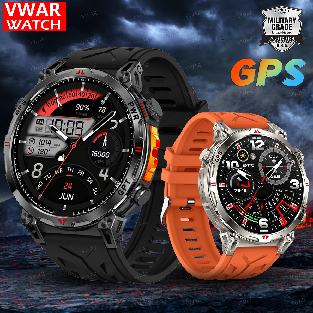 Watch Vs Smartwatch - VWAR Oudtoor GPS Smart Watch Built-in