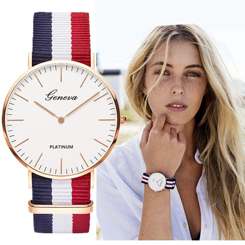 Smartwatch Luxury Watches For Women - Classic Fashion Stripe Nylon Band Women