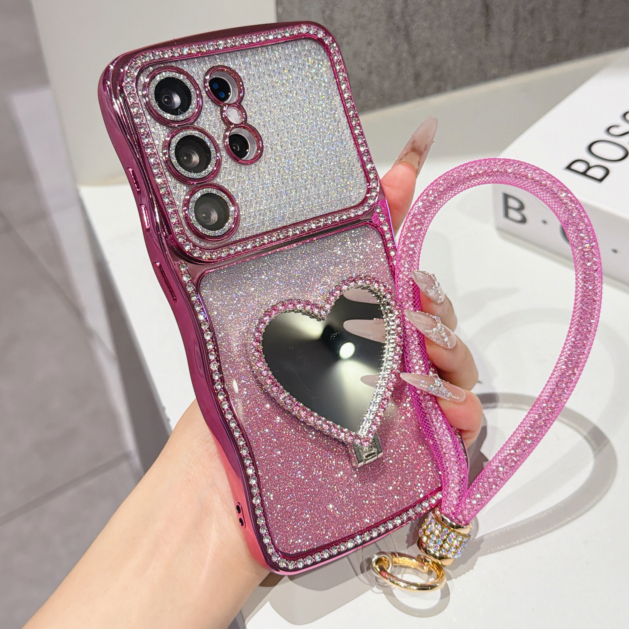 Samsung Galaxy Strap - Gradient Glitter Rhinestone Phone Case For
