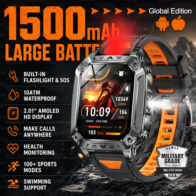New 1500mAh Military Outdoor S - Heart Rate Gps Watch ulasan dan harga