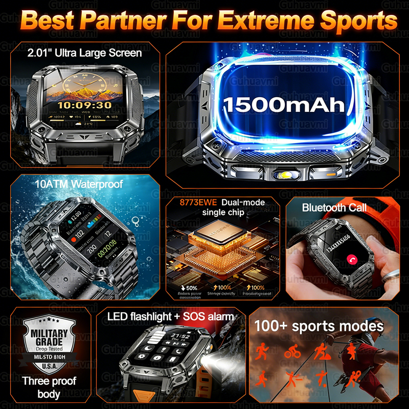 New 1500mAh Military Outdoor S - Heart Rate Gps Watch ulasan dan harga