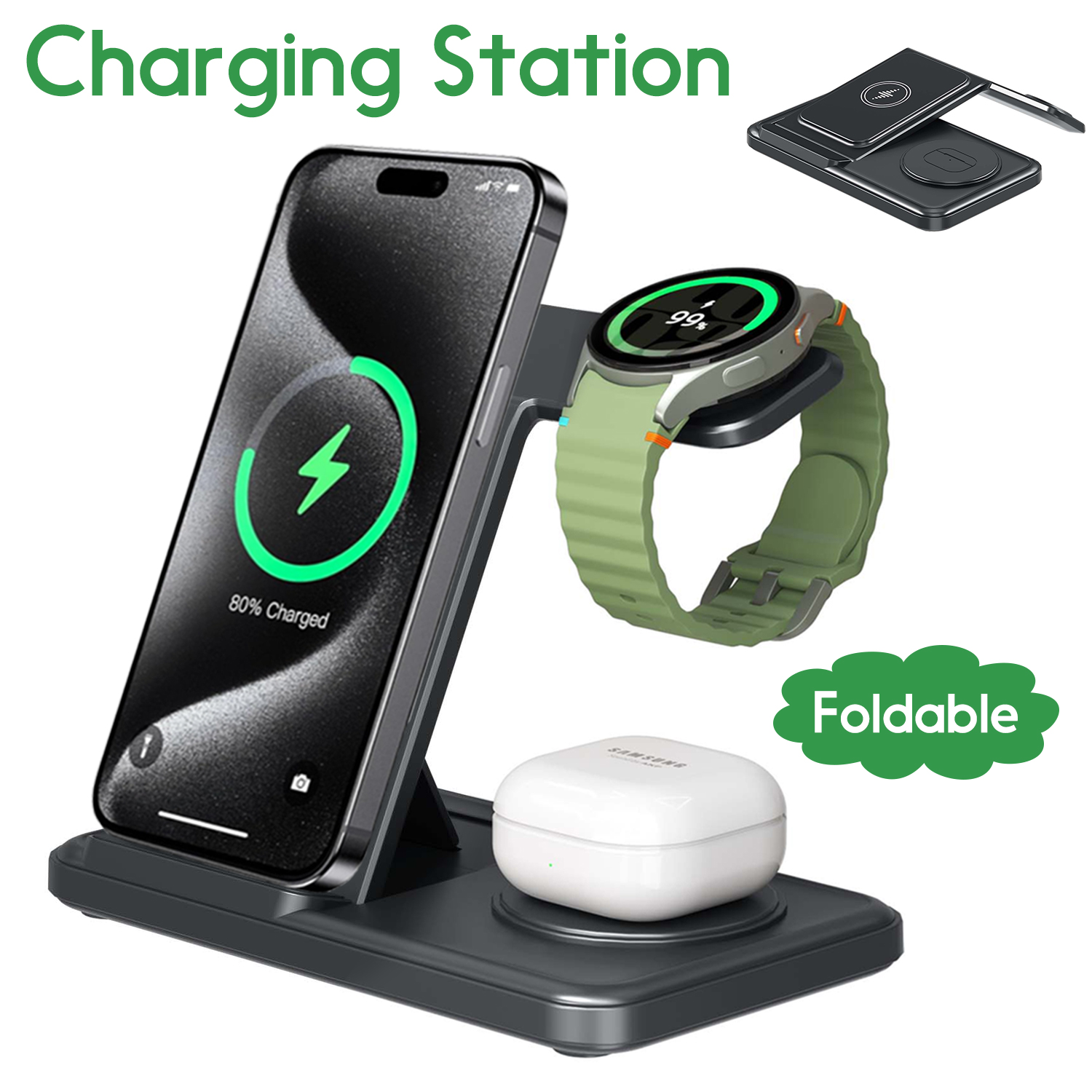 Desktop 3-in-1 Wireless Charge - Watches Smartwatch Samsung ulasan dan harga