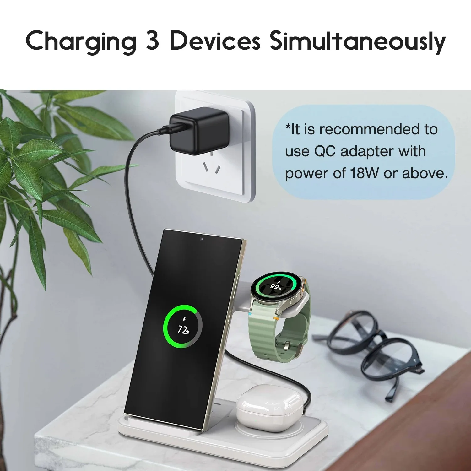 Desktop 3-in-1 Wireless Charge - Watches Smartwatch Samsung ulasan dan harga