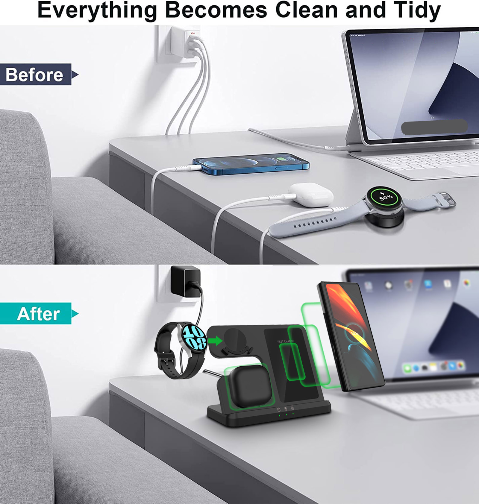 Wireless Charger 3 In 1 Stand  - Watches Smartwatch Samsung ulasan dan harga