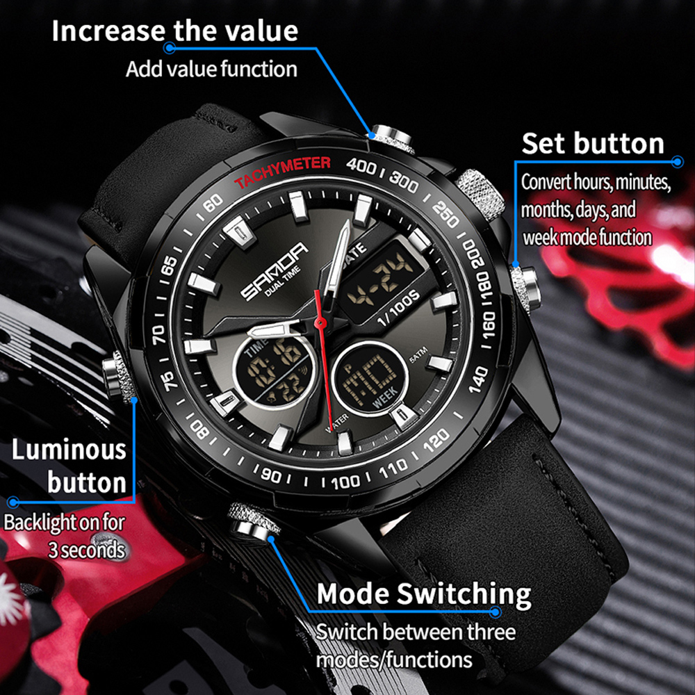 SANDA Luxury Chronograph Men W - Smartwatch Digital Watches For Men ulasan dan harga
