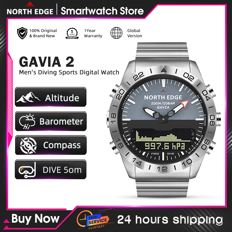 NORTH EDGE Mens Dive Watch Mil - Smartwatch Digital Watches For Men ulasan dan harga