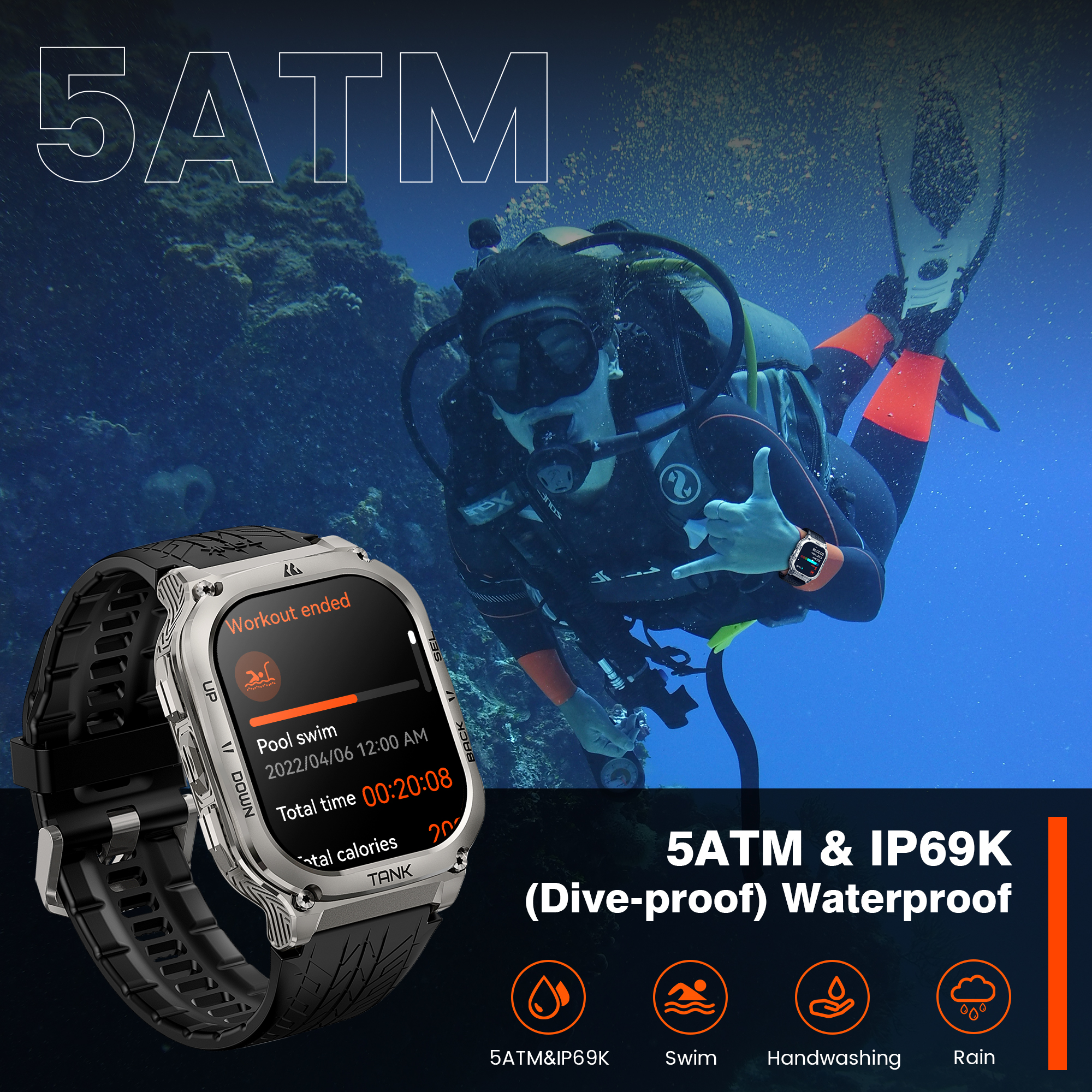 2025 Original KOSPET TANK M3 S - Smartwatch Digital Watches For Men ulasan dan harga