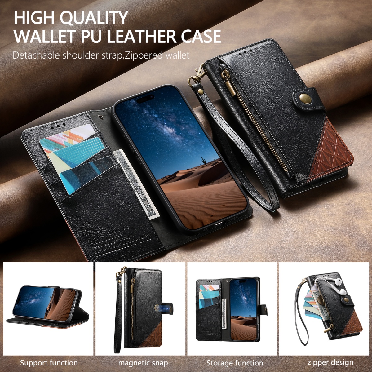 PU Leather Zipper Wrist Strap  - Samsung Galaxy Strap ulasan dan harga