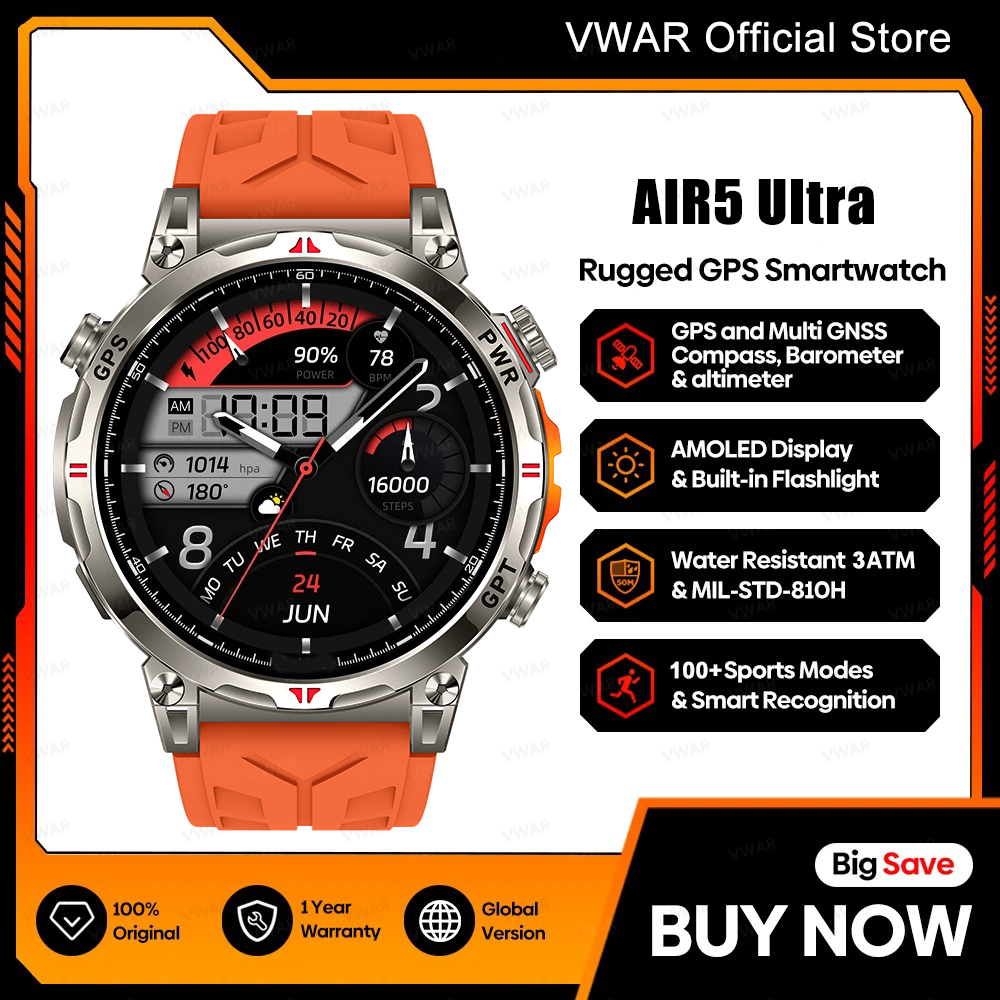 2025 New VWAR Air5 Ultra GPS S - Watch Vs Smartwatch ulasan dan harga