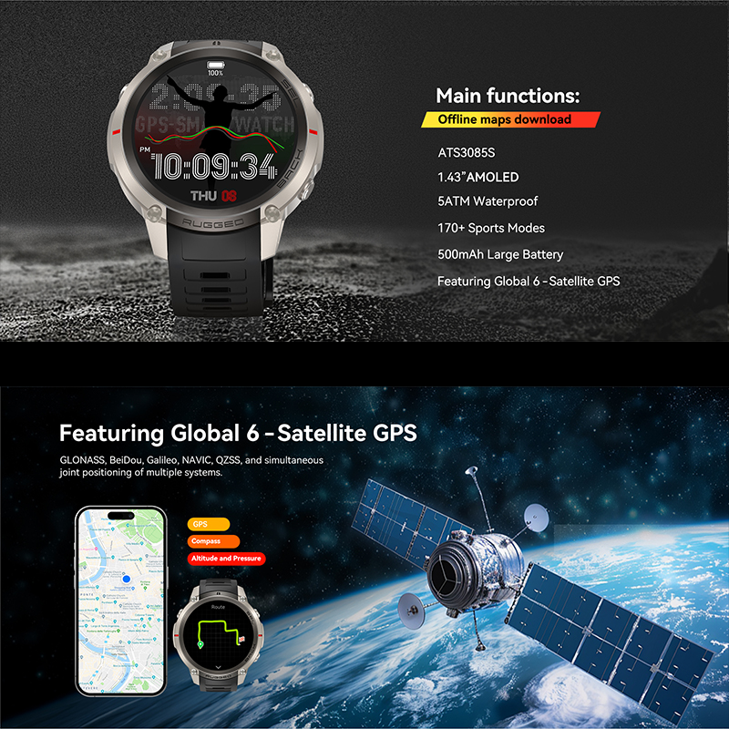 Global Six Satellite GPS Posit - Heart Rate Gps Watch ulasan dan harga