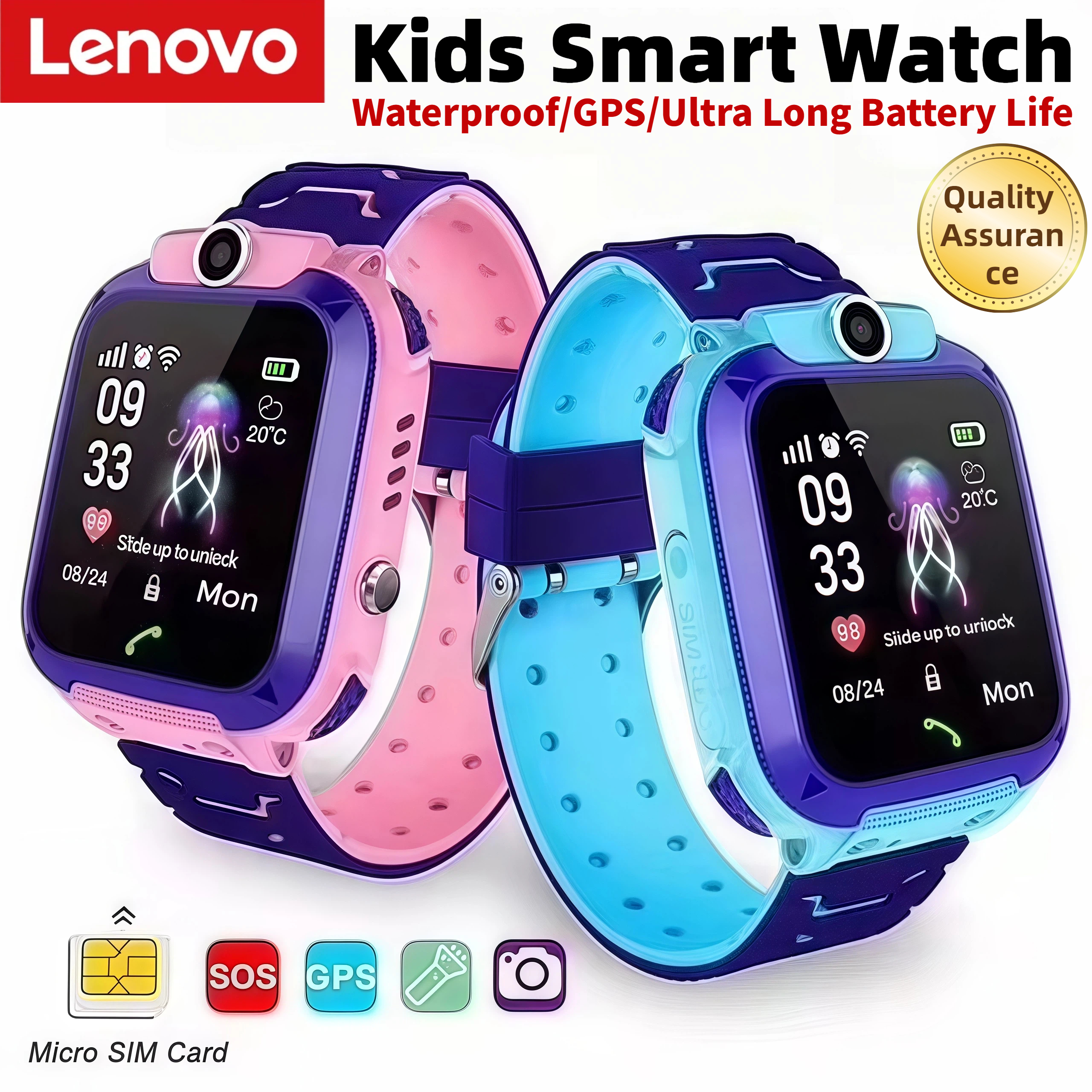 Lenovo Q12 Children's Smart Wa - Smartwatch Watches Gift For Boys With Gps ulasan dan harga