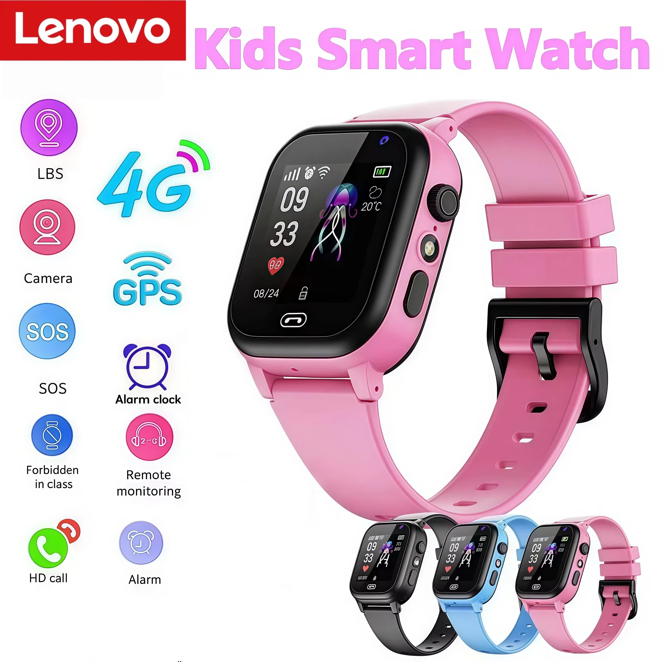 Lenovo Kids Smart Watch SOS Wi - Smartwatch Watches Gift For Boys With Gps ulasan dan harga