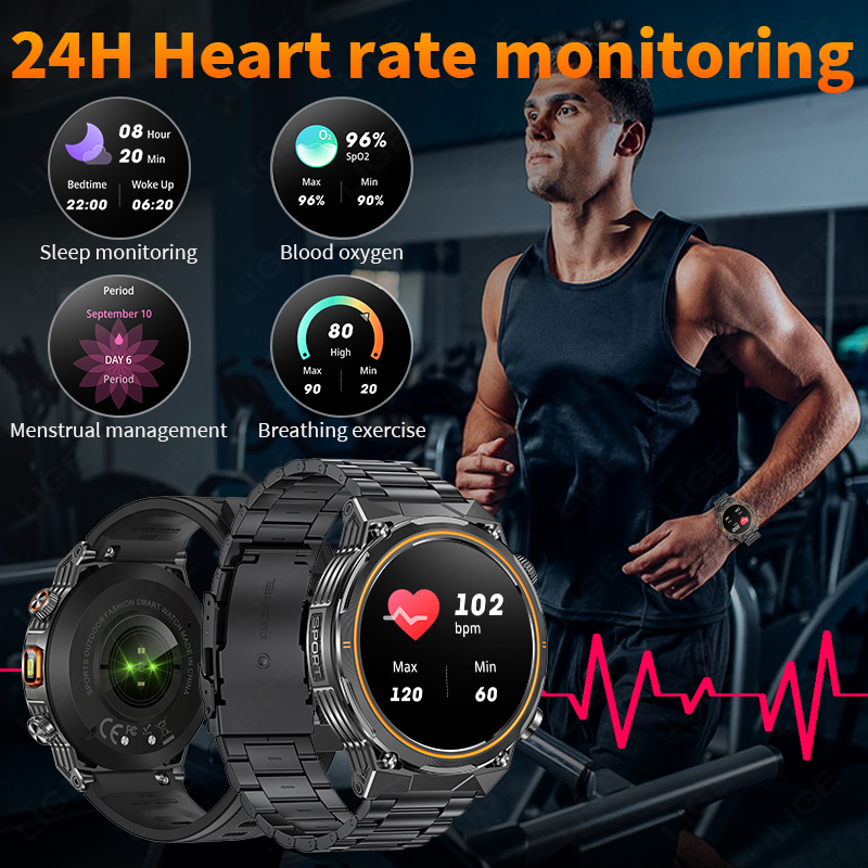 LIGE 2026 Military Smartwatch  - Smartwatch Watches For Sale ulasan dan harga