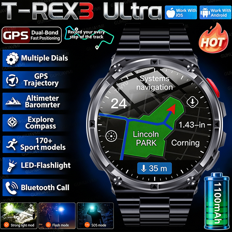 2026 New T-Rex3 Pro 1100mAh Ba - Heart Rate Gps Watch ulasan dan harga