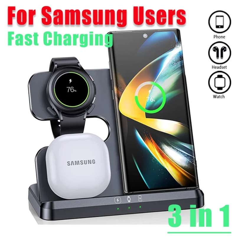 3 in 1 Fast Wireless Charger S - Watches Smartwatch Samsung ulasan dan harga