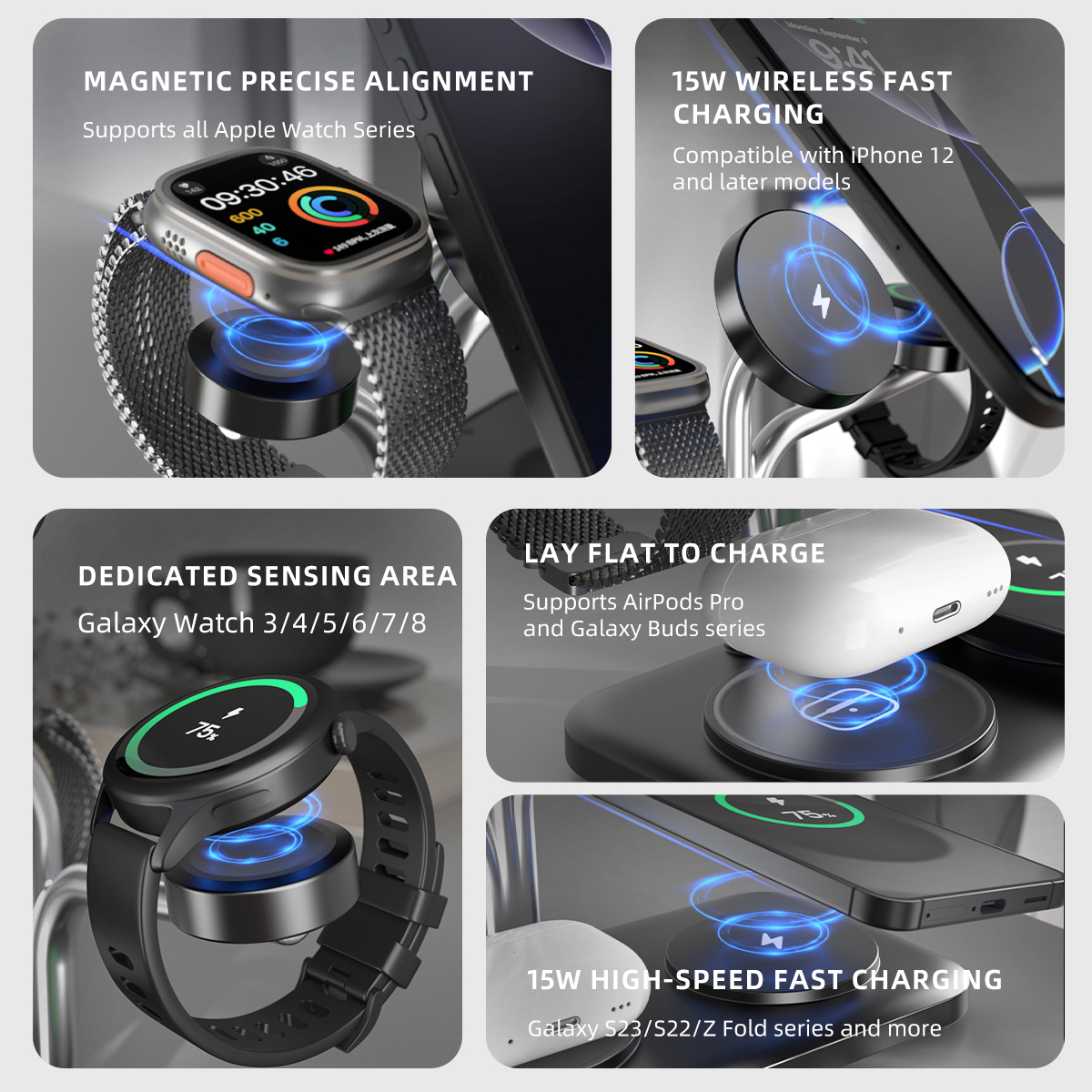 5 IN 1 Magnetic Wireless Charg - Watches Smartwatch Samsung ulasan dan harga