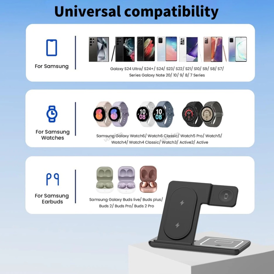 3 In 1 Foldable Wireless Charg - Watches Smartwatch Samsung ulasan dan harga